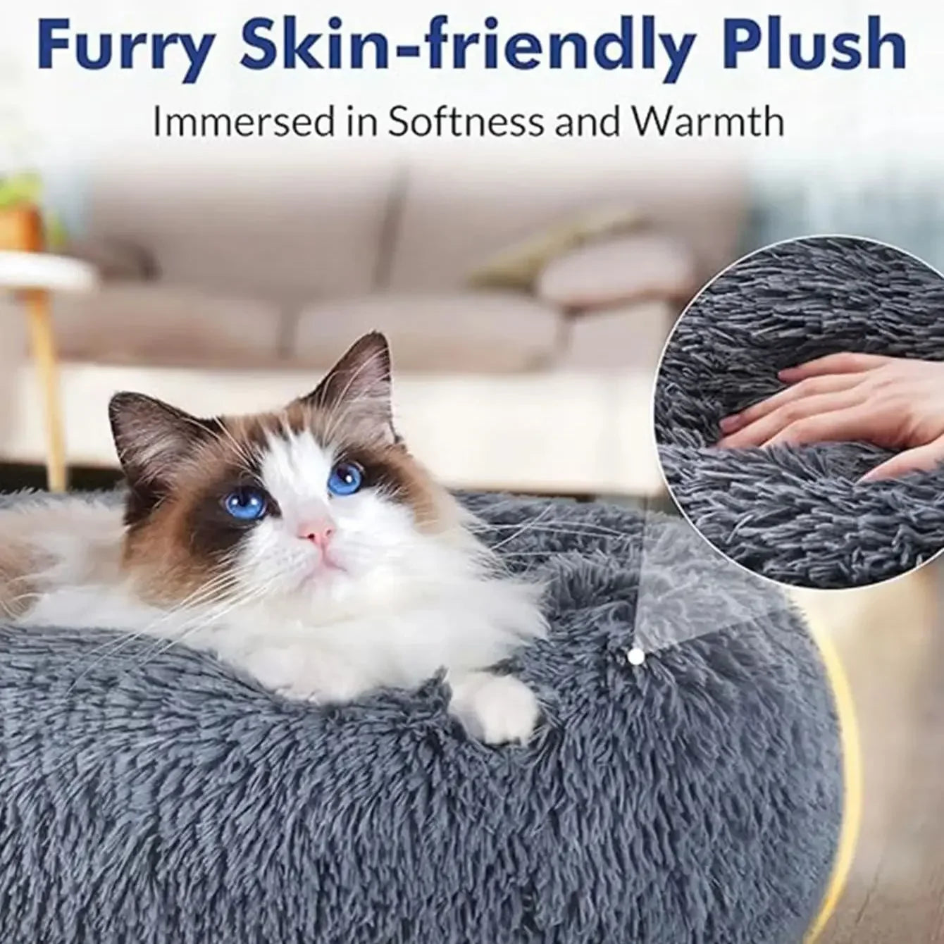 Fluffy Round Calming Pet Bed